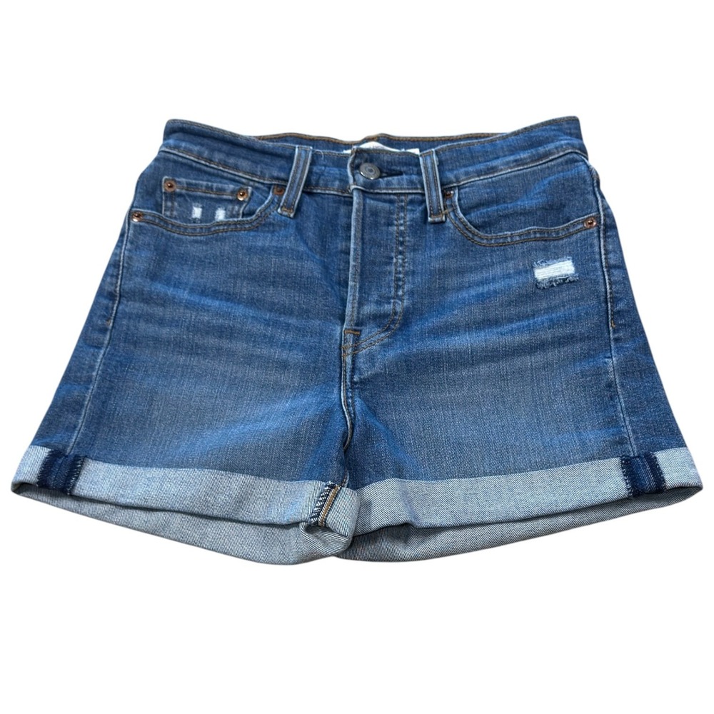 Levi's Wedgie Cuffed Shorts‎ Women's 26 Medium Wash High Rise Casual EUC